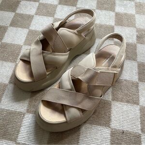 Vagabond Essy Wedge Flatform Platform Sandals in Beige Tan Size 8 / 39 EUC
